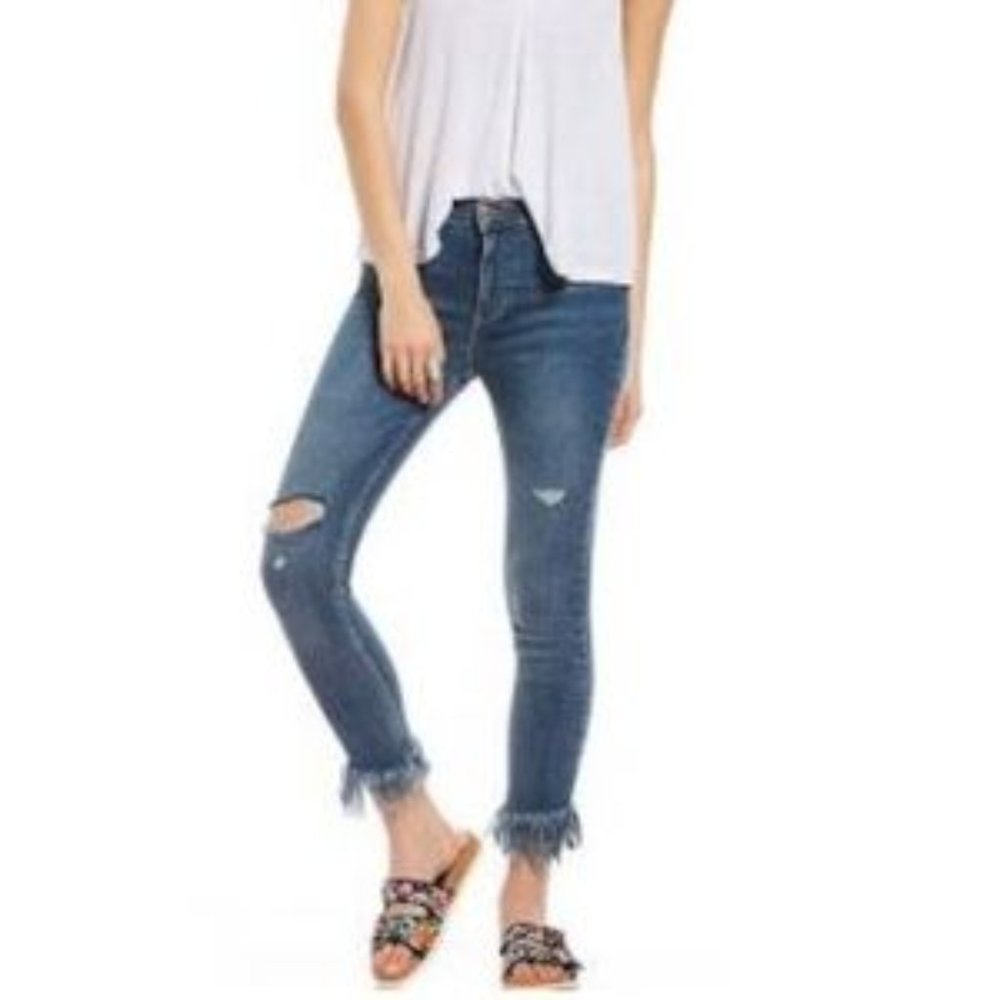 Free People Great Heights Fringe Skinny Jeans Women's Size 24